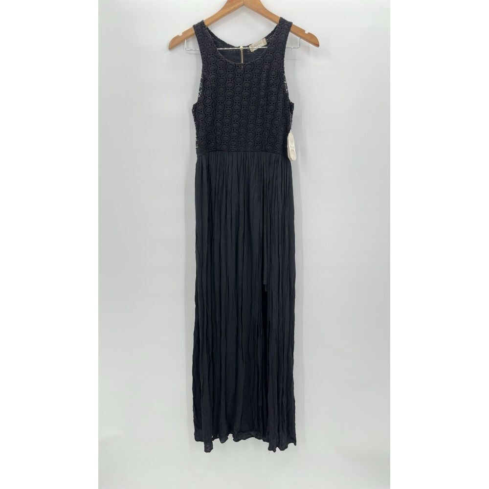 Altar'd‎ State Black Maxi Lined Slit Dress Women's Size Small Zip Back